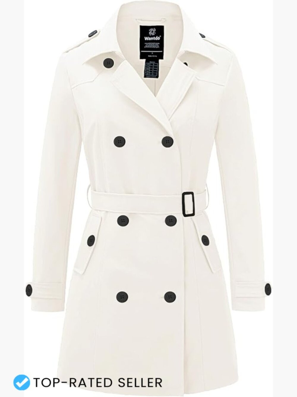 Classic Double Breasted Trench Coat Tailored Fit Belted Long Overcoat Waterproof